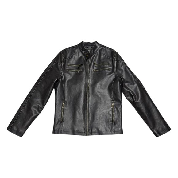 AMERICAN RAG FAUX VEGAN LEATHER Motorcycle Biker Bomber Jacket Mens Large - Picture 1 of 7